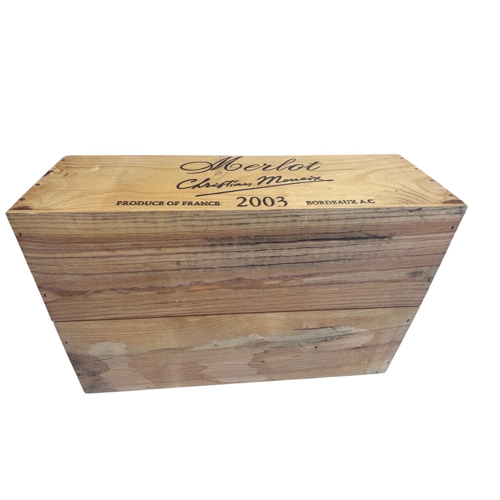 Vintage 2003 Christian Moueix Merlot Bordeaux Wooden Wine Crate France Storage - Picture 7 of 10